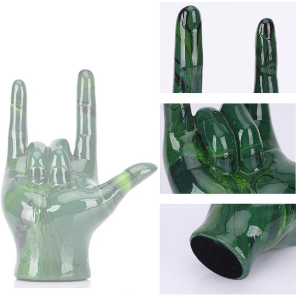 Emerald Green Modern Art Hand I Love Your Gesture Sculpture Home Decor - Picture 6 of 7
